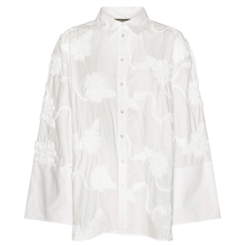 Rotate Flower Oversized Skjorte, Bright White 